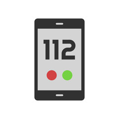Single emergency helpline number 112. Flat style icon. Isolated.
