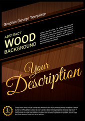 Wooden pattern portrait bakground template for product branding, book cover, brochure, poster. Vector illustration. 