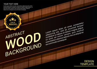 Wooden pattern landscape bakground template for product branding, book cover, brochure, poster. Vector illustration. 