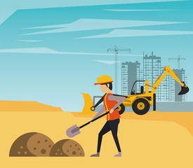 man builder working under construction scene