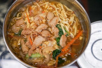 Javanese noodle soup is unique indonesian traditional food cuisine dish, the name is bakmi kuah jawa