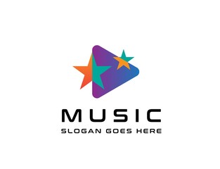 Triangle play button icon design flat illustration vector graphic