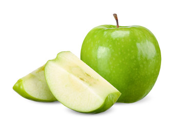 Green apple isolated on white clipping path