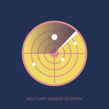 Radar screen icon. Vector illustration image on blue background. Minimal flat icon