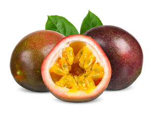 Passion fruit isolated on white clipping path