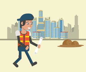 man builder working under construction scene