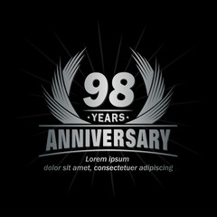 98 years logo design template. Anniversary vector and illustration template.