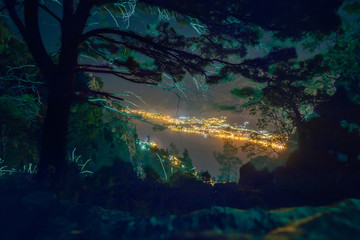 View of the night city of Kotor, Montenegro.