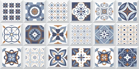 Deurstickers Portugese tegeltjes hoge resolutie voor keramische print. backsplash achtergrondontwerp. mozaïek, keramische keukentegel, abstract patroon