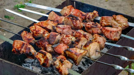 BBQ  meat on barbecue Close-up