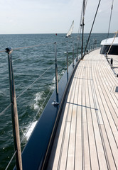 Sailing. Super sailingyacht at sea. Boat. 