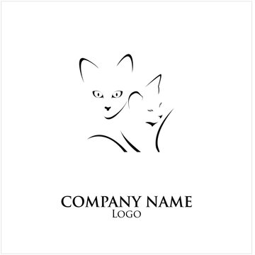 silhouette stand elegant art cat logo