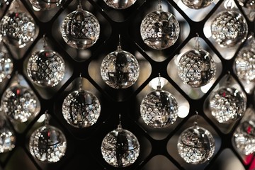 background made with several threads of crystal spheres, shallow depth of fields