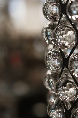 background made with several threads of crystal spheres, shallow depth of fields