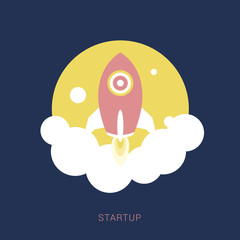 Startup business concept flat icon. Minimal flat icon