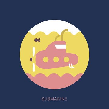 Submarine icon. flat illustration of submarine vector icon. Minimal flat icon