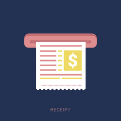 Receipt vector icon in a flat style isolated. Minimal flat icon