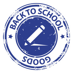 Back to School Goods blue rubber stamp icon