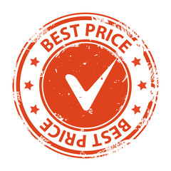 Best price guarantee rubber stamp with tick symbol icon isolated on white background. Vector illustration