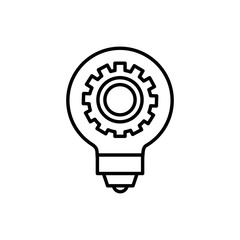 Gear inside light bulb design, construction work repair machine part technology industry and technical theme Vector illustration