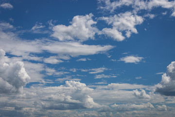 Blue Sky Background with Scattered White Clouds