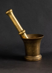 Old brass mortar