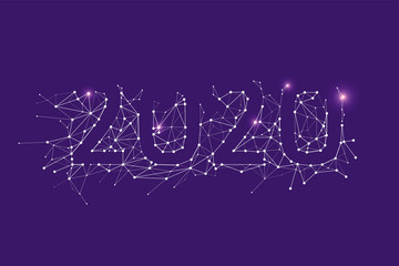 The particles, geometric art, line and dot of 2020