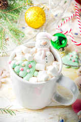 Hot chocolate with funny marshmallow