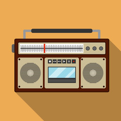 Retro music player. Vintage music player. Old audio recorder.