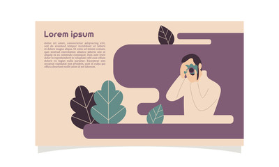 Photographer Concept Vector Flat Illustration for landing page, wallpaper, background, banner, advertising, web, business. people using camera.