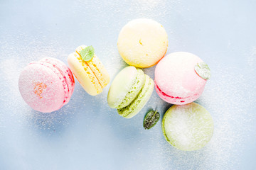 Bright colorful macarons