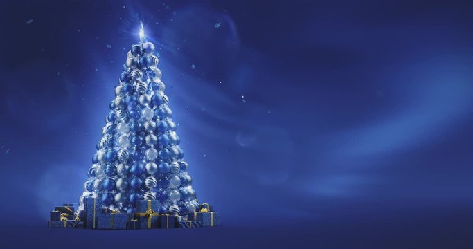Christmas Tree. Deep Blue. Seamless Loop