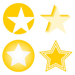 Gold star, a set of gold stars. Cartoon gold star. Flat design