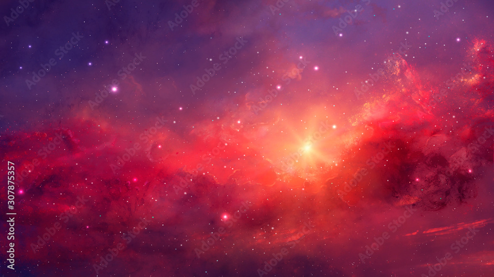 Poster space background. colorful nebula with stars. elements furnished by nasa. 3d rendering