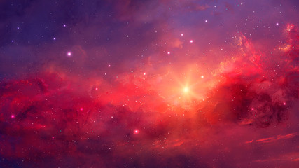 Space background. Colorful nebula with stars. Elements furnished by NASA. 3D rendering - obrazy, fototapety, plakaty