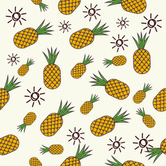 Seamless pattern with pineapple. Fresh pineapple background. Decorative illustration, good for printing. Vector bright print for fabric or wallpaper.