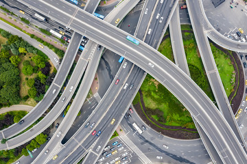 Aerial view of a massive highway intersection