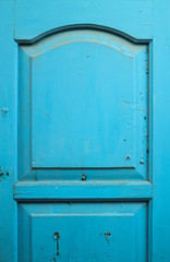 old, blue wooden door, selective focus 