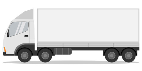 Truck, realistic truck length on white background with shadow. Vector illustration
