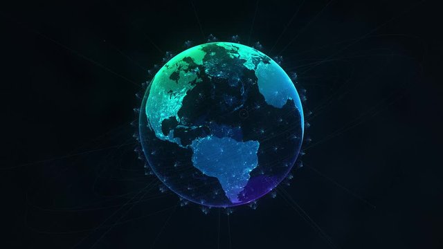Digital earth globe with satellite orbit internet connections coverage network, 3d illustration