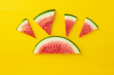 exotic tropical fruits watermelon isolated on a yellow background