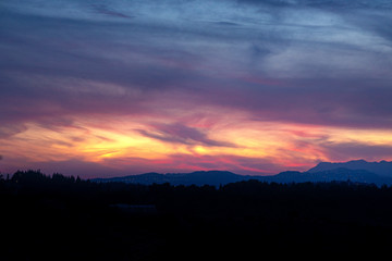 Epic sunset over the mountains.
