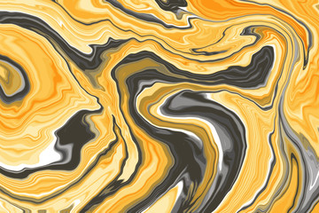 Liquid marbles or swirl ink marble in yellow and gray on abstract backgrounds