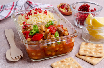 Stewed vegetables with chickpeas and couscous