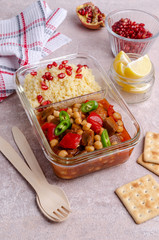 Stewed vegetables with chickpeas and couscous