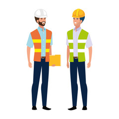 Builder and architect man design, Construction work repair reconstruction industry build and project theme Vector illustration