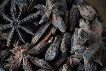 Spices image of cinnamon, star anise, clove