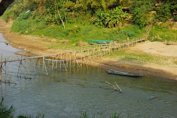 Beautiful Mekong river at Luang Prabang, Laos. Villager staying along the river.