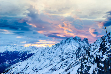 Naklejka na ściany i meble Sunset on the Austrian alps