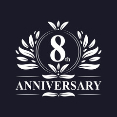 8th Anniversary celebration, luxurious 8 years Anniversary logo design.